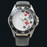 Poker Player Gambler Playing Card Suits Las Vegas Watch<br><div class="desc">Grey,  textured background with polygonal playing cards symbols. Symbols of playing cards,  heart,  diamond,  spade and club.</div>