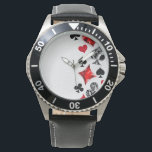 Poker Player Gambler Playing Card Suits Las Vegas Watch<br><div class="desc">Grey,  textured background with polygonal playing cards symbols. Symbols of playing cards,  heart,  diamond,  spade and club.</div>