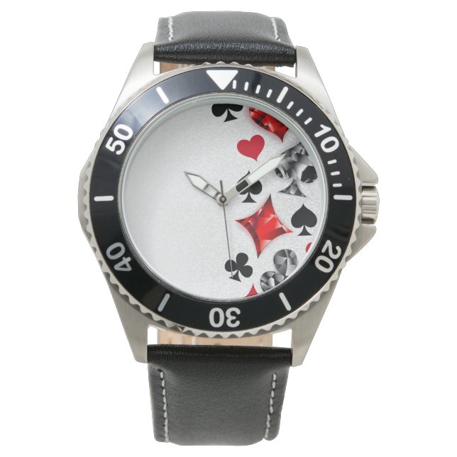 Poker Player Gambler Playing Card Suits Las Vegas Watch (Front)