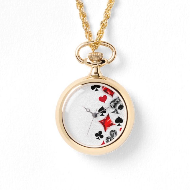 Poker Player Gambler Playing Card Suits Las Vegas Watch (Front)