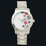 Poker Player Gambler Playing Card Suits Las Vegas Watch<br><div class="desc">Grey,  textured background with polygonal playing cards symbols. Symbols of playing cards,  heart,  diamond,  spade and club.</div>