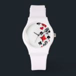 Poker Player Gambler Playing Card Suits Las Vegas Watch<br><div class="desc">Grey,  textured background with polygonal playing cards symbols. Symbols of playing cards,  heart,  diamond,  spade and club.</div>