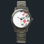 Poker Player Gambler Playing Card Suits Las Vegas Watch<br><div class="desc">Grey,  textured background with polygonal playing cards symbols. Symbols of playing cards,  heart,  diamond,  spade and club.</div>