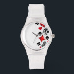 Poker Player Gambler Playing Card Suits Las Vegas Watch<br><div class="desc">Grey,  textured background with polygonal playing cards symbols. Symbols of playing cards,  heart,  diamond,  spade and club.</div>
