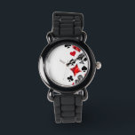 Poker Player Gambler Playing Card Suits Las Vegas Watch<br><div class="desc">Grey,  textured background with polygonal playing cards symbols. Symbols of playing cards,  heart,  diamond,  spade and club.</div>