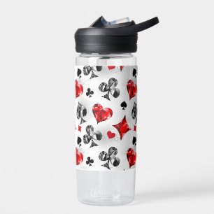 Poker Player Gambler Playing Card Suits Las Vegas Water Bottle