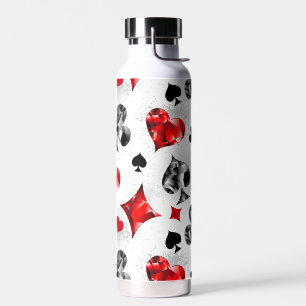 Poker Player Gambler Playing Card Suits Las Vegas Water Bottle