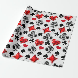 Poker Player Gambler Playing Card Suits Las Vegas Wrapping Paper