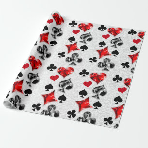 Poker Player Gambler Playing Card Suits Las Vegas Wrapping Paper