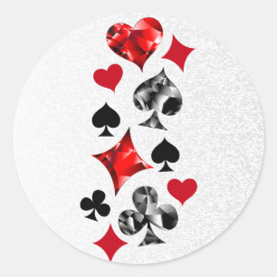 Poker Player Gambler Playing Card Suits LasSticker Classic Round Sticker