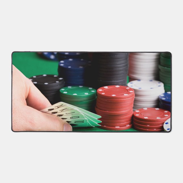 Poker Player Gambling Desk Mat (Front)