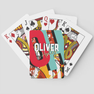 Poker Player's Name Colour Bold Monogram Playing Cards
