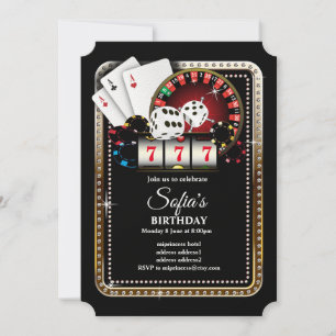 Poker Playing Card 7 7 7, casino party invite