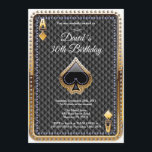 Poker Playing Card Casino Birthday Invitation<br><div class="desc">Poker Playing Card Casino Gold birthday invitation. Casino theme gold glitter invite. Black Spades Poker. 18th 20th 21st 30th 40th 50th 60th 70th 80th 90th 100th,  Any age. For further customisation,  please click the "Customise it" button and use our design tool to modify this template.</div>