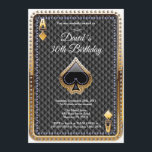 Poker Playing Card Casino Birthday Invitation<br><div class="desc">Poker Playing Card Casino Gold birthday invitation. Casino theme gold glitter invite. Black Spades Poker. 18th 20th 21st 30th 40th 50th 60th 70th 80th 90th 100th,  Any age. For further customisation,  please click the "Customise it" button and use our design tool to modify this template.</div>