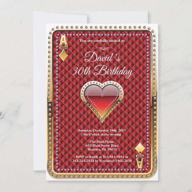 Poker Playing Card Casino Birthday Invitation (Front)