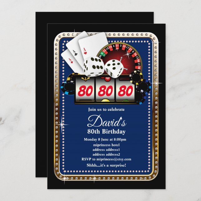 Poker Playing Card, casino party invite (Front/Back)