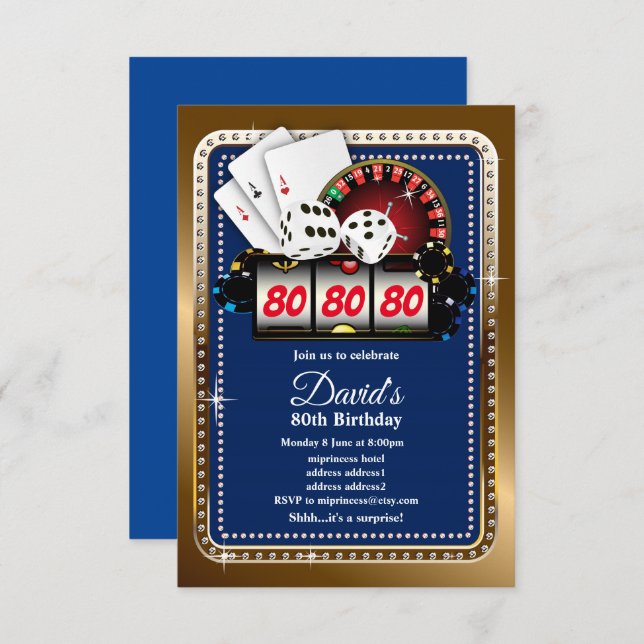 Poker Playing Card, casino party invite (Front/Back)