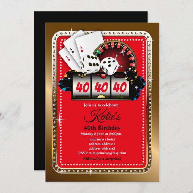 Poker Playing Card, casino party invite (Front/Back)