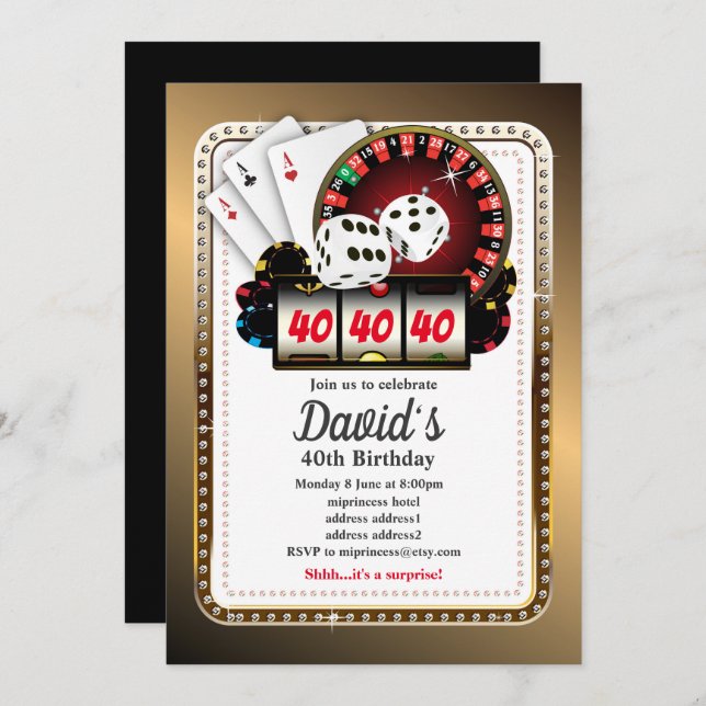 Poker Playing Card, casino party invite (Front/Back)