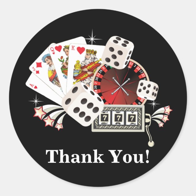Poker Playing Card, casino,   thank you stickers (Front)