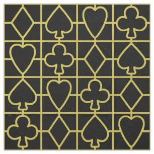 Poker Playing Card Suit Vegas Casino Black Gold Fabric
