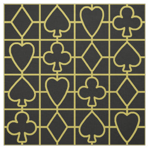 Poker Playing Card Suit Vegas Casino Black Gold Fabric