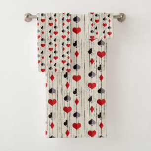 Poker Playing Card Symbols Bath Towel Set