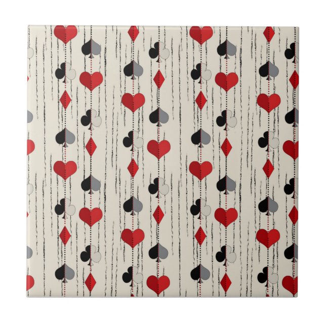 Poker Playing Card Symbols Ceramic Tile (Front)