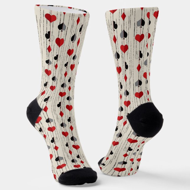 Poker Playing Card Symbols Socks (Angled)