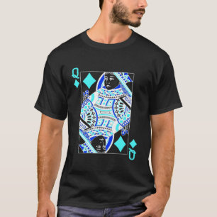 Poker Playing Cards Negative Colour Queen Of Diamo T-Shirt