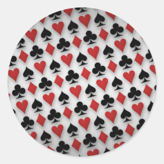 Poker Playing Cards Pattern Design Classic Round Sticker