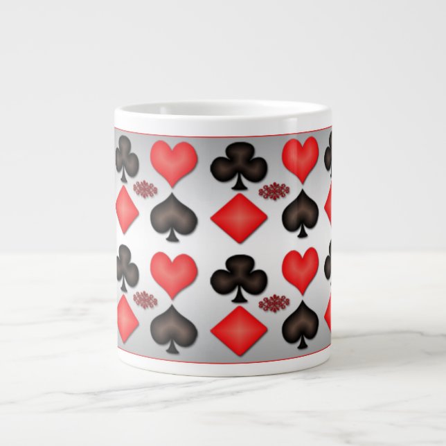 Poker Playing Cards Pattern Silver Mug (Front)