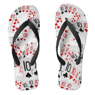 Poker Playing Cards Tens In A Layered Pattern, Thongs