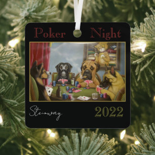 Poker Playing Dogs Metal Tree Decoration