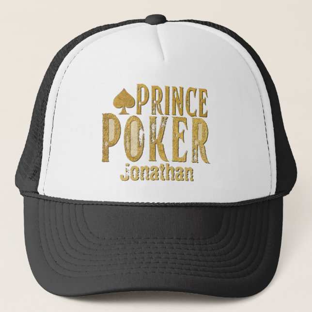 Poker prince funny personalizable  trucker hat (Front)