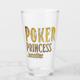 Poker princess gold funny personalizable glass