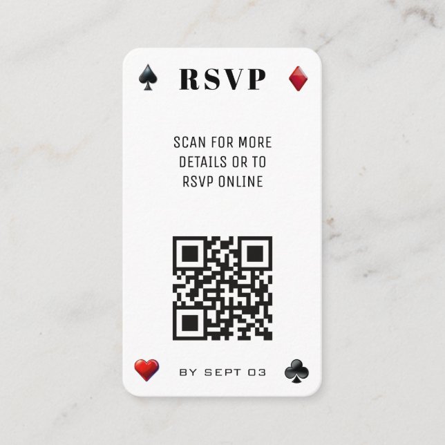 Poker QR Code Wedding RSVP  Enclosure Card (Front)