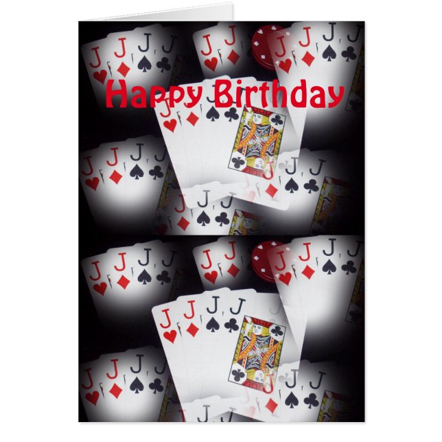 Poker, Quad Jacks Pattern, Birthday Card (Front)