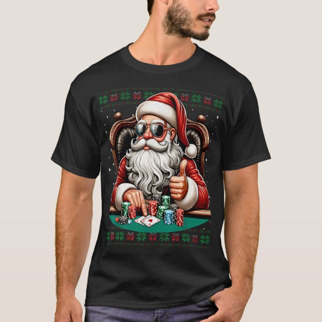 Poker Santa Poker Player Ugly Christmas Sweater  (Front)