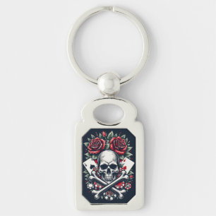 Poker Skull Key Ring