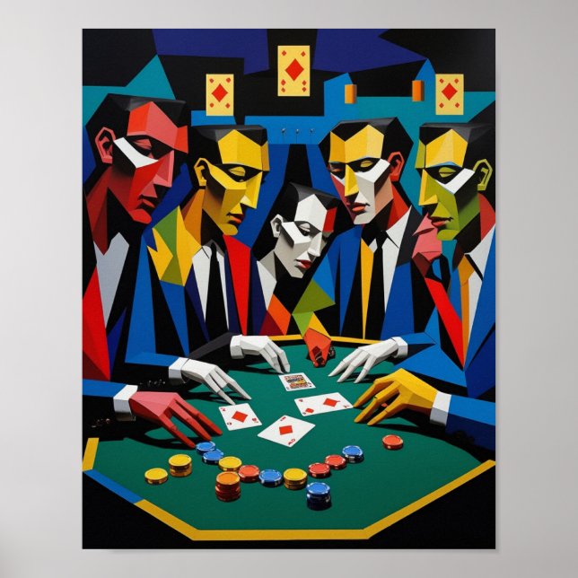 Poker Strategy Abstract Geometric Art  Poster (Front)