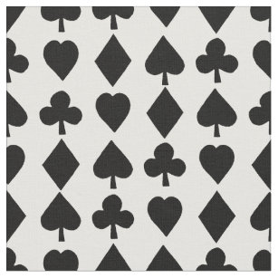Poker Suits Black & White Poker Themed Pattern Fabric