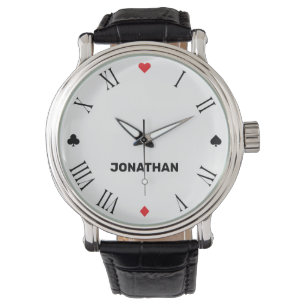 Poker Symbols Plain Classic Black and White Custom Watch