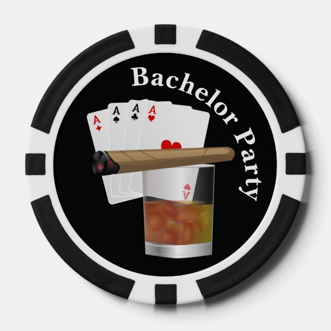 Poker Theme Bachelor Party Invite Poker Chip (Front)