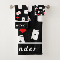 Poker Theme Playing Cards & Red Diamonds His Name