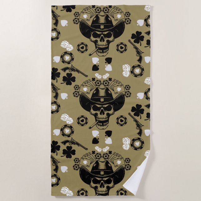 Poker Themed Lucky Beach Towel (Front)