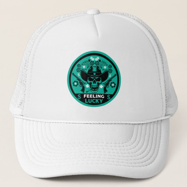 Poker Themed Lucky Trucker Hat (Front)