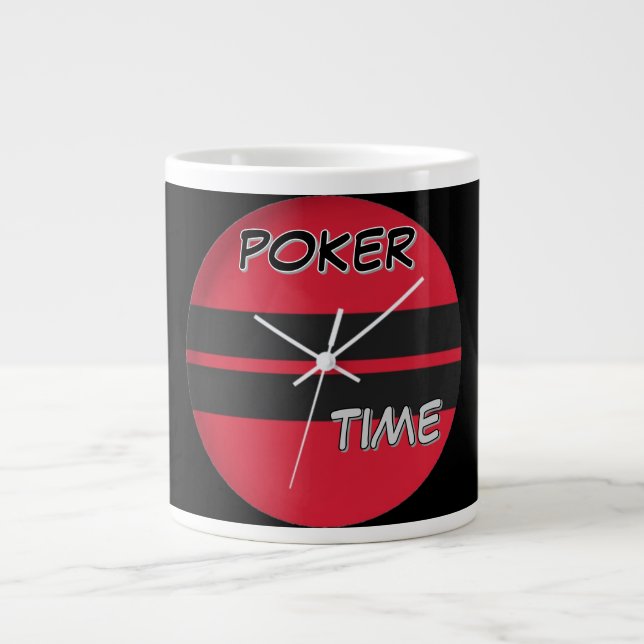 Poker Time Red Black  Large Coffee Mug (Front)