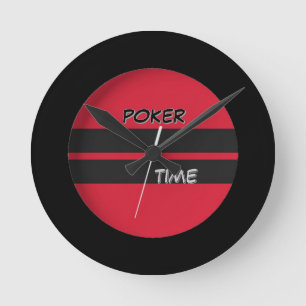 Poker Time Red Black Round Clock